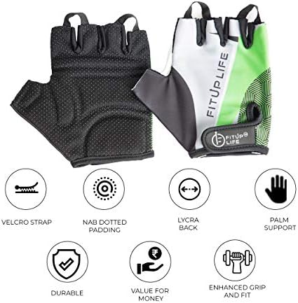 Fitup Life Gym Gloves with Adjustable Velcro Strap & Dotted Padding (Imported)