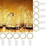 MZD8391 10 Pack Waterproof Fairy String Lights, MZD8391 20 LED 6.6 FT Copper Wire Lights for Bedroom Wedding - (Battery Operated)