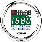 ARTILAURA GPS Speedometer 2-1/16" 52mm Digital Boat GPS Speedometer Gauge MPH Km/h Knot TFT Screen Antenna Odometer for AUTO Car Marine (White)