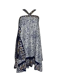 Womens Magic Wrap Skirt Premium Reversible Silk Sari Boho Beach Halter Dress
