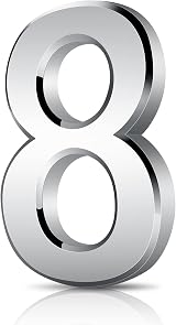Vicloon 3D Door Numbers 3 Inch Waterproof Self-Adhesive Silver 8