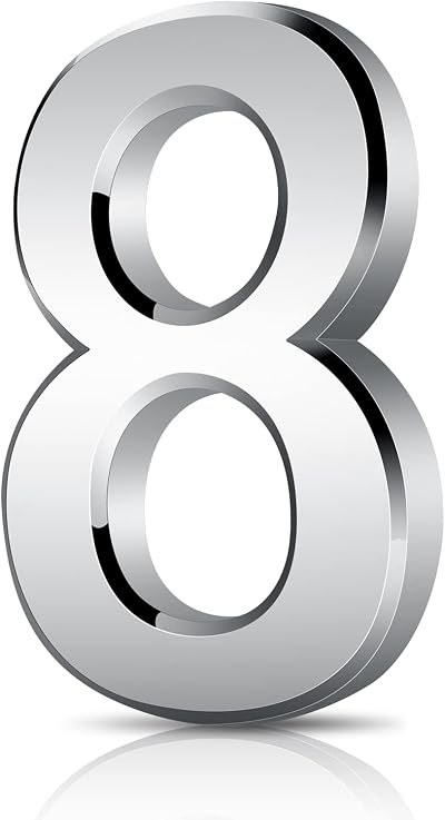 Vicloon 3D Door Numbers 3 Inch Waterproof Self-Adhesive Silver 8