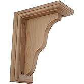 Ekena Millwork BKT03X07X09HAAL Hamilton Traditional Wood Brackets, 3 1/2"W x 7"D x 9"H , Alder