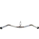Rivotrance Tricep Press Down LAT Pull Down Bar, Curl Pulldown Attachment | Gym Equipment, Rubber Handles, Comfortable Strength Workouts, Ideal Lat Bar Cable Machine Attachment