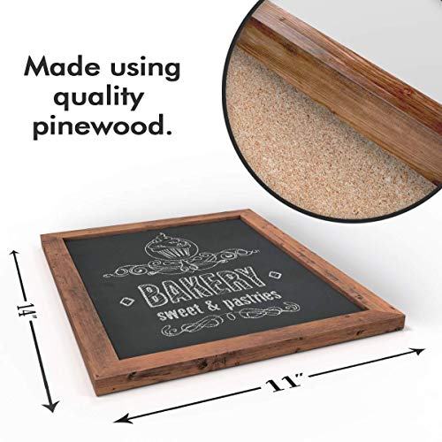 Chalkboard Sign [11 x 14] - Premium Rustic Chalk Board, Wood Framed Magnet Board, Regular or Liquid Chalk Markers, Kitchen Sign, Decorations for Weddings Birthdays & Receptions - Magnetic Black Board - Thumbnail 2