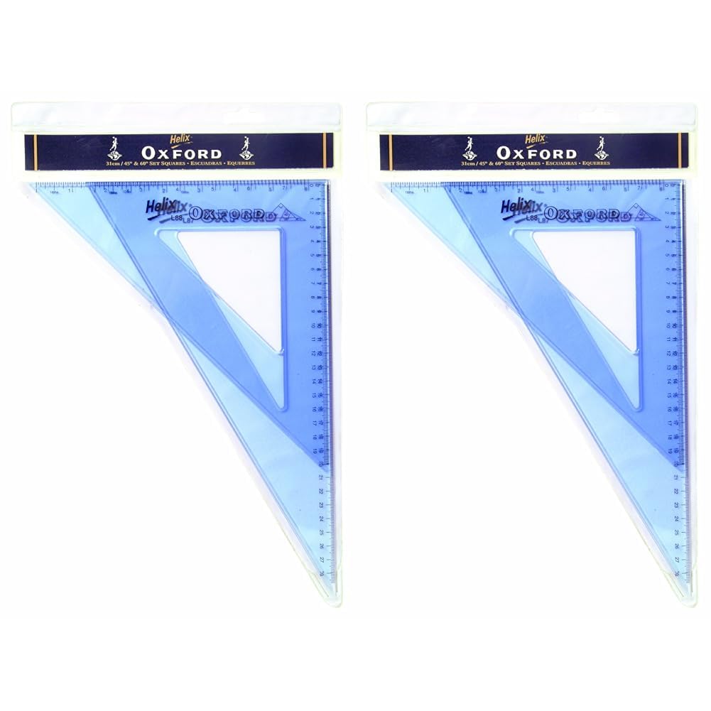 Helix R36011 Oxford 31cm 45 & 60 degree Set Squares (Pack of 2)