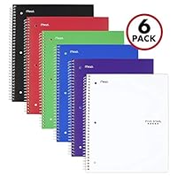 Five Star Spiral Notebooks, 1 Subject, College Ruled Paper, 100 Sheets, 11 inches x 8-1/2 inches, Assorted Colors, 6 Pack (38052)