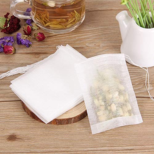SONGZIMING 400 Pcs Tea Bags Disposable Empty Paper Draw String Tea Bags Loose Leaf Tea, Safe & Natural Material White(3.54 x 2.75 inches)