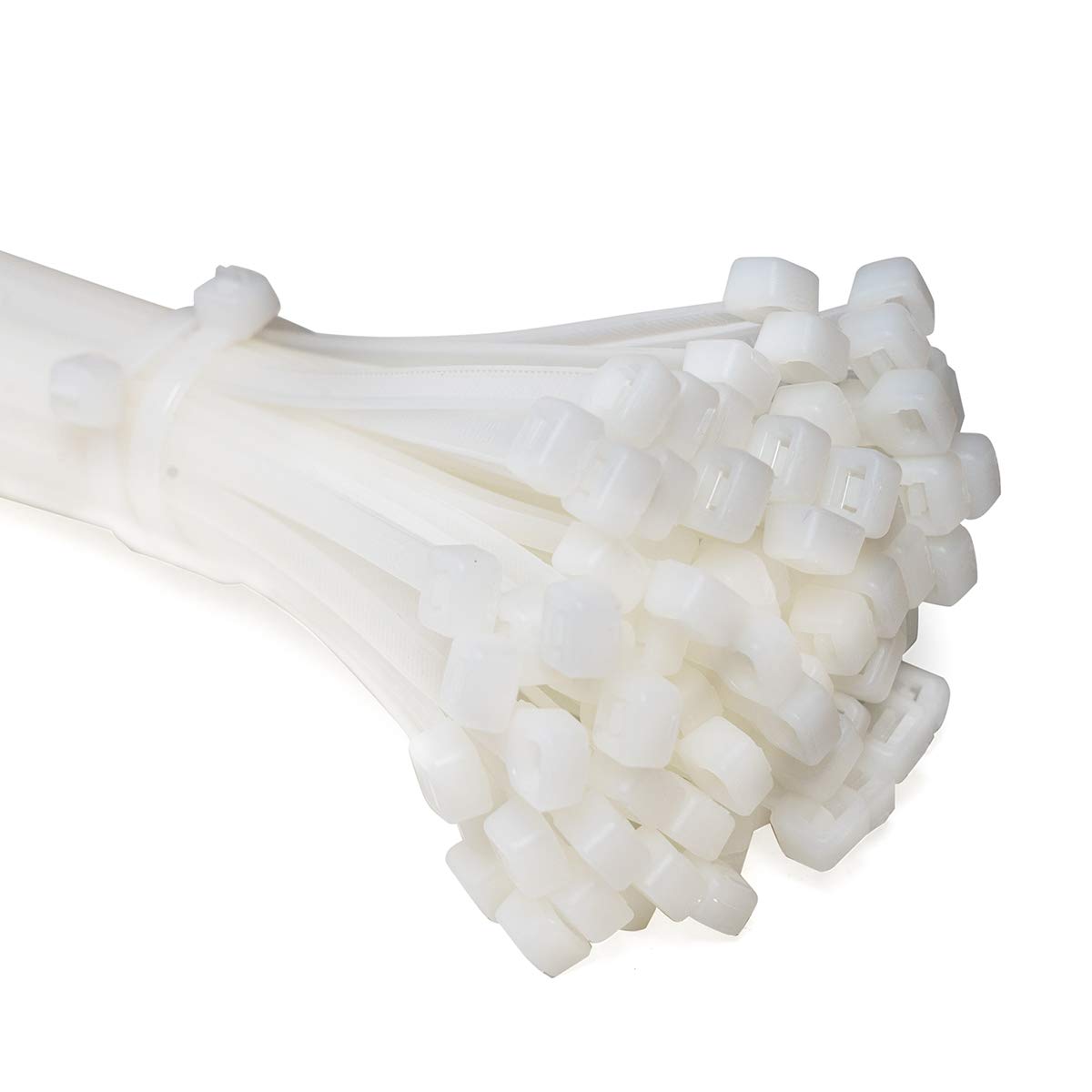 ERKO Cable Ties Clear 300 x 4,8 mm 100 Pieces Chemical Resistant 51lbs Tensile Strength, Professional White Zip Tie Wraps, Strong