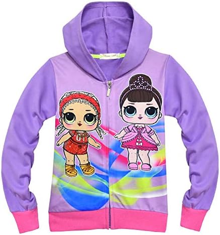 Zaring Girls Zip Hoodie Sweatshirt Children Coat Cartoon Jacket Outwear Doll Surprise