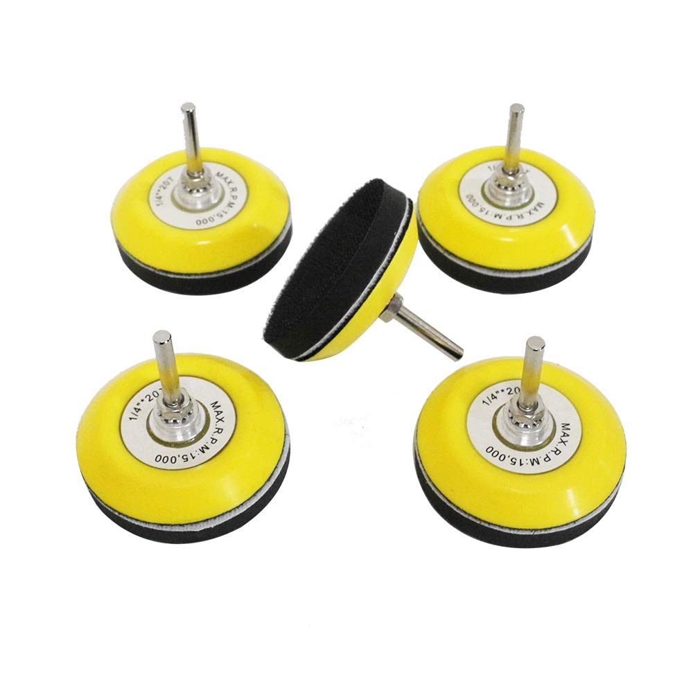 Photo 1 of 3 Inch (75mm) Hook and Loop Sanding Pad for Sanding Discs with 1/4 inches Shank Drill Attachment and Soft Foam Layer Buffering Pad, 5 Packs