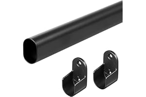 Oval Closet Rod for Hanging Clothes Adjustable Closet Rods 18 to 52 Inch Heavy Duty Black Poles Bar Closet Rod Expandable for