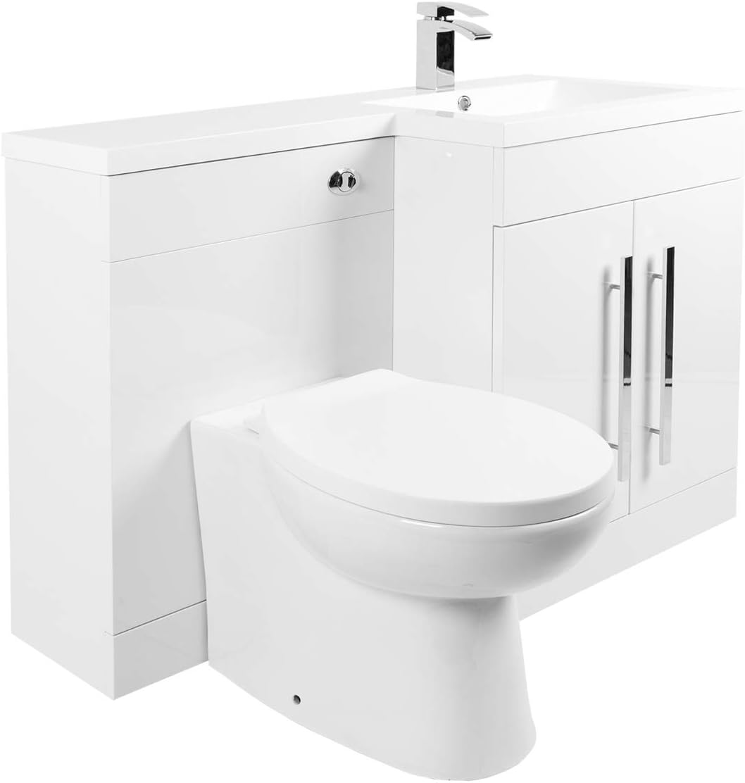 Aquariss Mobel Wc Set In Weiss Mit Integriertem Spulkasten Und Rechtsseitigem Waschbecken Amazon De Kuche Haushalt