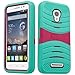 Alcatel OneTouch Pixi Charm LTE - Teal / Pink [Symbiosis Armor] Kickstand Case, Atom LED and Sync & Charge Micro USB Data Cable [3 ft.]