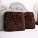 Sweet Home Collection Plush Pillow Faux Fur Soft and Comfy Throw Pillow (2 Pack), Chocolate