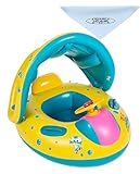 Uclever Baby Swimming Float Inflatable Seat Boat with Canopy and Bellows Foot Pump