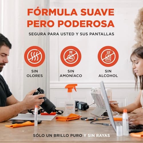 ! Duo Screen Cleaner 100 ml, 8 ml Anti-derrame, 2 panos de microfibra, kit para casa e viagens, sem álcool, sem marcas, portátil, móvel, tablet, óculos