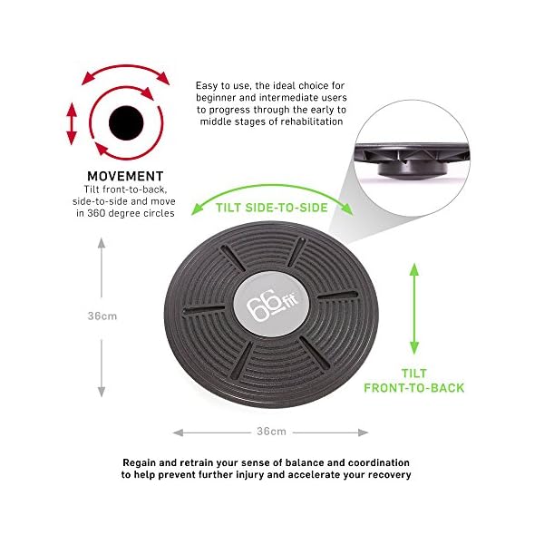 66fit-Wobble-Balance-Board-36cm-Includes-Balance-Training-Ebook-Ankle-Knee-Back-Hip-Exercise-Strength-Training-Black-Speed-Reaction-Ball-7cm-Speed-Agility-Sports-Reflex-Training-Fitness 66fit Wobble Balance Board 36cm - Includes Balance Training Ebook - Ankle Knee Back Hip Exercise Strength Training…