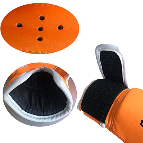 Dtown 4 Ounce Gloves for Boys Boxers,Kids Punching Gloves for Boxing Training Sparring Lightweight Orange PU Gloves for Girls Toddler Boxers - Thumbnail 6
