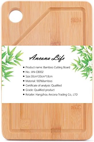 Ancona life Extra Large Bamboo Cutting Board - Thick Strong Bamboo Wood Cutting Board with Drip Groove by Premium Bamboo(11.8x7.9 -Inch)