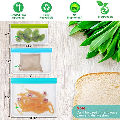 TSKF Resuable Sandwich 10-Packs, 0.5mm PEVA Silicone Kids Snacks, FDA Grade Leakproof Reusable Plast - //coolthings.us