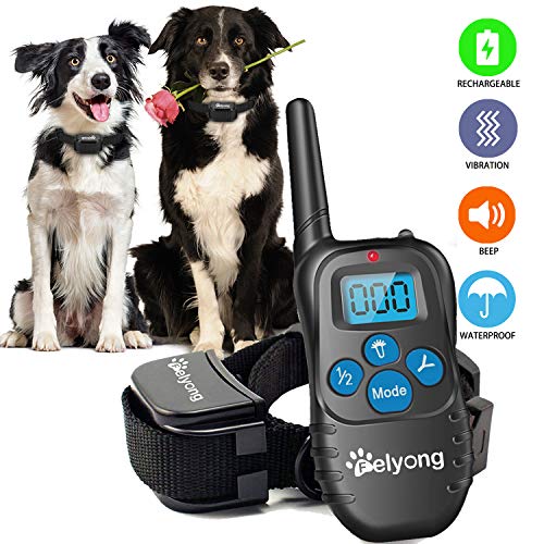 Felyong Dog Training Collar with Remote, Rechargeable Waterproof Dog Shock Collar with Beep Vibration Safety Shock Harmless Training Collars for Small Medium Large Dogs, 1000 Ft Range