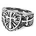 INBLUE Men's Stainless Steel Ring Silver Tone Black Celtic Medieval Cross Sword Shield Size11