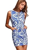 Floerns Womens' Pocket Sleeveless Tribal Print Bodycon Dress