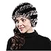 Bafei Real Genuine Rex Rabbit Fur Knitted Winter Hat Caps for Women (coffee/black)