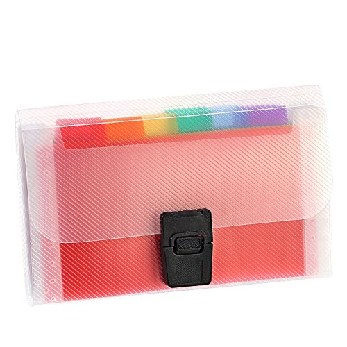 Mtlee 4 Pack Mini Document File A6 7.1 x 4.45 x 1.1 Inch Rainbow Expanding Folder 13 Pocket File Organizer 12 Labels Index - Thumbnail 2