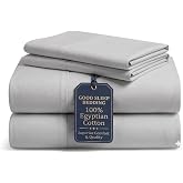 100% Egyptian Cotton Sheets Twin XL, 4 Piece, Light Grey Bed Sheets Twin XL | Ultra Soft XL Twin Sheets, Sateen Weave, Breathable, Luxury Bedsheets, 16" Deep Pocket Twin XL Sheet Sets