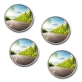 Zone Tech Rearview Blind Sport Mirrors - 4-Pack Premium Quality 2 Inch Stick-On Aluminum Border Thin Car Blind Sport Mirrors