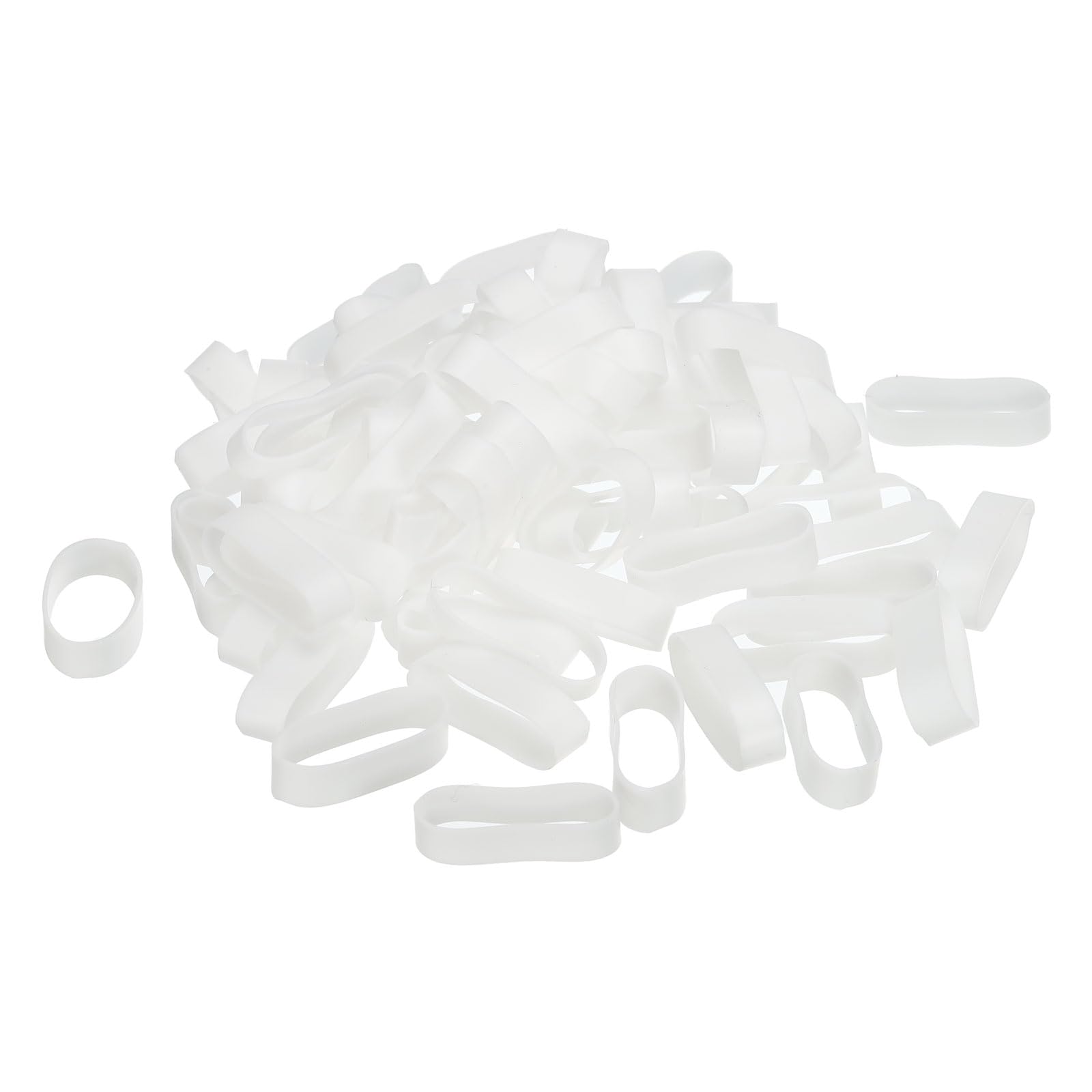 PATIKIL Silicone Rubber Bands Cable Ties 200pcs Non-Slip 1" Flat White for Cord Wrapping, Bag Wraps, Art
