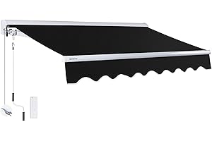 ADVANING 16'x10' MOTORIZED Patio Retractable Awning | LUXURY Series | PREMIUM Quality, 100% Solution-Dyed European Acrylic UV Sun Shade, Color: Black, EA1610-A103H2