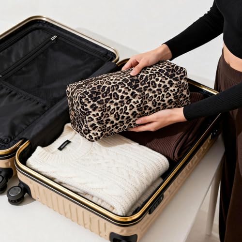PFUTURE Hair Tools Travel Bag, Shockproof Hair Styling Organizer Case for Dyson Airwrap & Shark Flexstyle, Large Capacity Portable Storage Pouch with Exquisite Leopard Print Appearance