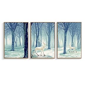 Framed for Living Room Bedroom White Deer in...