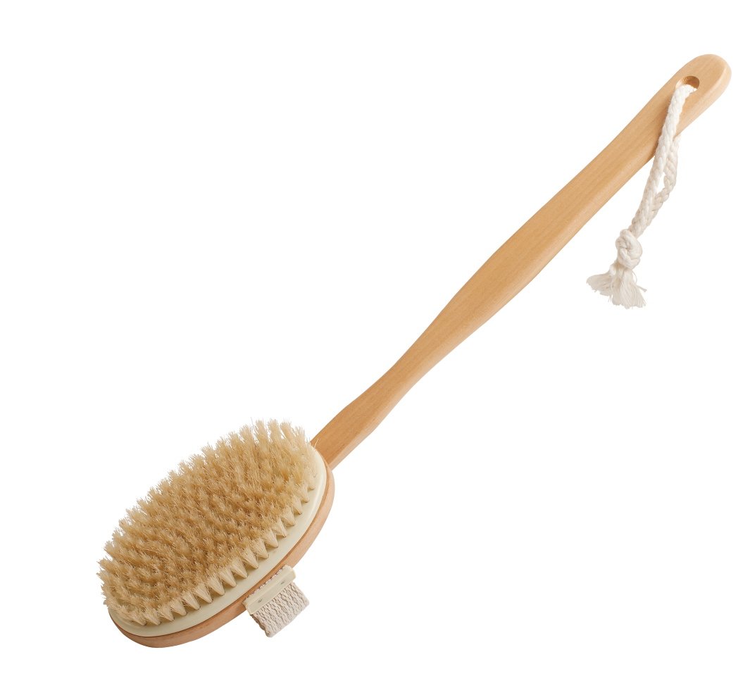 Croll & Denecke Bath Brush with Natural Bristles, 43 cm, Brown, Gentle Exfoliation, Deep Cleansing, Reach Difficult Areas, Versatile Usage