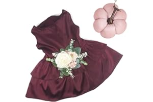 HOUSE OF FURBABY The Rustica Wedding Flower Dog Dress | Satin Dog Dress (Wine, 4XL - 45-60 lbs)