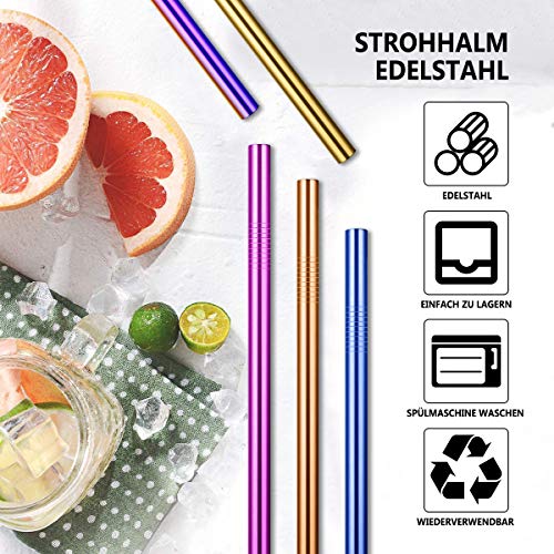 Bubble Tea Strohhalme,Strohhalm Edelstahl Wiederverwendbar,5 Stück Set 12mm Extra Breite Trinkhalme mit 1… – Bild 4