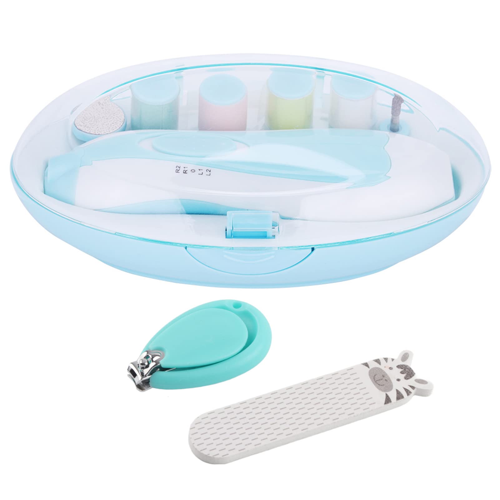 Hztyyier Baby Nail Trimmer File with Light - Safe Electric Nail Clippers File Kit for Newborn Infant Toddler Kids Toes and Fingernails (Blue) Head