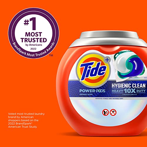 Tide Hygienic Clean Heavy 10x Duty Power PODS Laundry Detergent Soap Pods, Original, 48 count, For Visible and Invisible Dirt (Packaging May Vary)