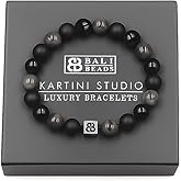Kartini Studio Men's Mixed Stone Bracelet with Onyx, Larvikite Stone and Quality Bead Jewelry