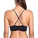 CRZ YOGA Women's Light Support Comfort Wireless Plunge Bra Strappy Bralette Black M