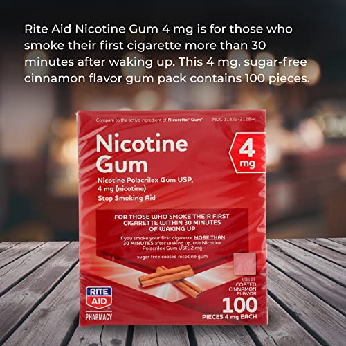Rite Aid Nicotine Gum, 4 mg, Cinnamon Flavor 100 Pieces Quit