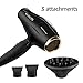 VASLON 1875W AC Salon Grade Professional Tourmaline Ceramic and Ionic Negative Ions Hair Dryer With 3 Heat 2 Speed With Cool Shot Button,Attachments Include Two Concentrators & Diffuser,Black