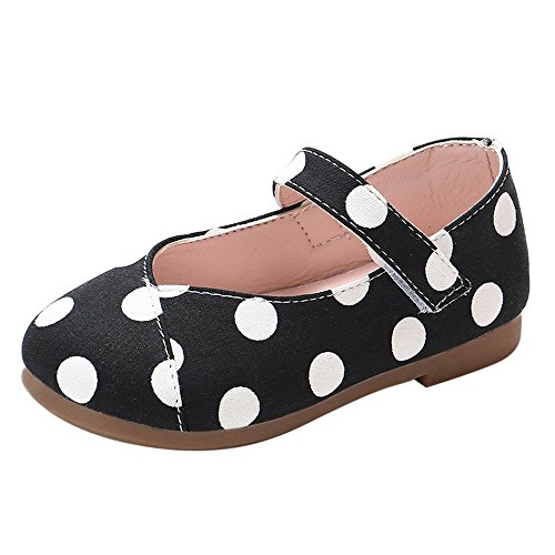 Dainzuy Toddler Baby Girls Shoes Children Dot Leather Single Shoes Soft Sole Non-Slip Princess Shoes 12-18 Months Black