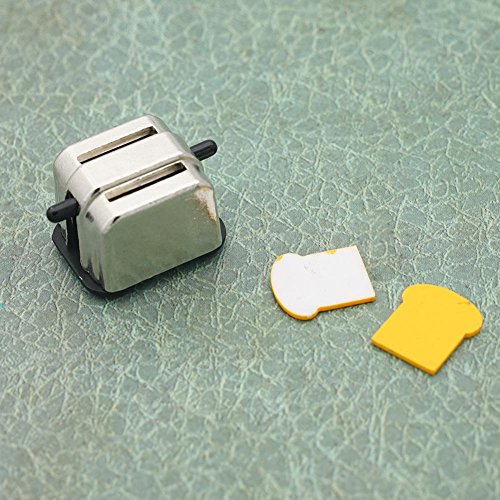ZEROYOYO DIY 1:12 Dollhouse Metal Toaster Miniature Kit for Kitchen Decoration Accessories Bread Maker Toys for Kids