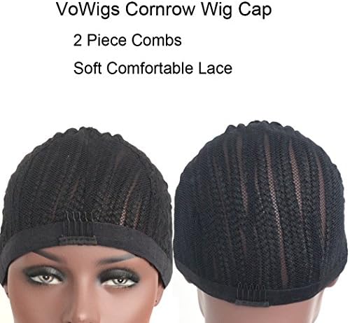 VoWigs 1pc Cornrow Cap For Easier Sew In,Crochet Braided Wig Caps For Making Wigs,Black Color Spider Braiding Wig Cap (1pc, Cornrow Wig Cap)