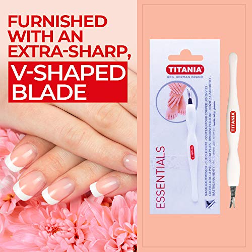 Titania Germany Cuticle Knife - Professional Stainless Steel Cuticle Blade - Clean & Precise Dead Skin Callus & Nail Remover for Toenail & Fingernail Grooming