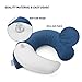 Plemo Travel Pillow, Velvet U-Shaped Inflatable Neck Back Support Pillow with Washable Removable Cover & Carry Pouch, Navy Blue